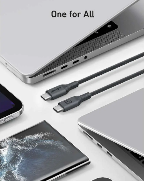 كيبل أنكر 544 من نوع USB-C إلى USB-C (Bio-Based بطول 6 قدم) | أسود كيبل أنكر 544 من نوع USB-C إلى USB-C (Bio-Based بطول 6 قدم) | أسود